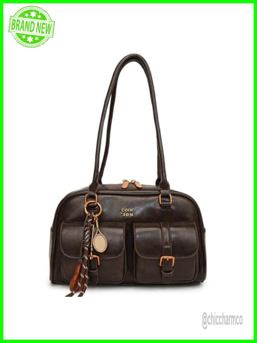 Hobo Shoulder Bag Faux Leather Top Handle Vintage Y2K Purse